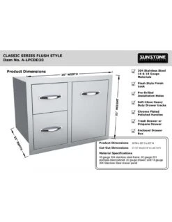 COMBO TIROIR DOUBLE AVEC PORTE (76CM) -Barbecue Grillades Magasin combo tiroir double avec porte 76cm 2