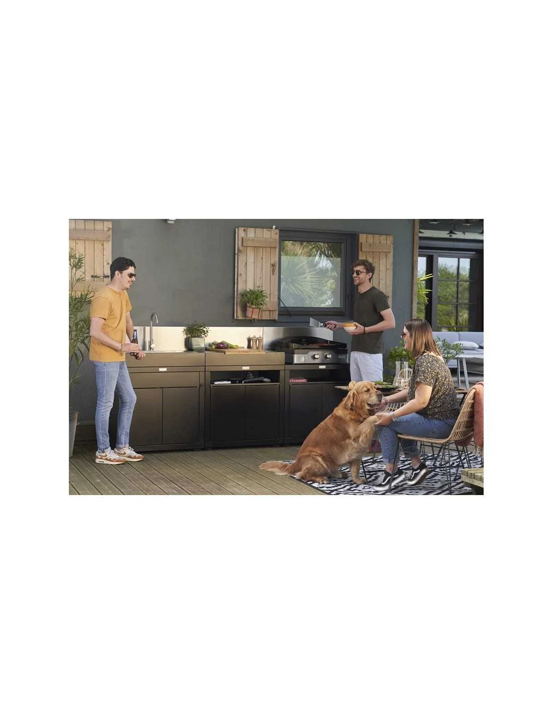 CUISINE 3 ELEMENTS ACIE NOIR +CREDENCE INOX- LE MARQUIER 6 CUISINE 3 ELEMENTS ACIE NOIR +CREDENCE INOX- LE MARQUIER – Image 4